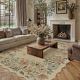 thumbnail image 2 of BERTHMEER 5'×7' Area Rugs for Living Room Bedroom Office Dining Room Laundry Playroom Dorm Beige Modern Non Slip Washable Easy-jute Rugs ， Floral Insect Dragonfly Butterfly Pattern Rugs, Multicolor, 2 of 7