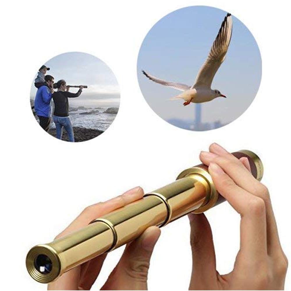 25X30 Zoomable Spyglass Pirate Brass Telescope Collapsible Handheld Monocular 