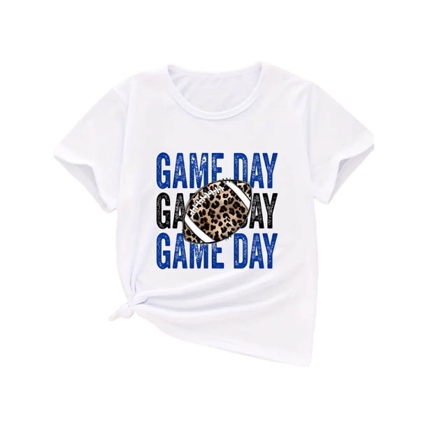 Rugby Graphic Print Creative T-Shirts, Soft & Elastic Comfy Crew Neck Short Sleeve Tee, Girls' Summer Tops