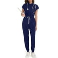 thumbnail image 2 of Scrubs Set,Womens Scrub Sets with Mandarin Collar,Unisex Jumpsuit Workwear,Medical Uniform for Doctors, Nurses, Beauty Salons - Navy - XS, 2 of 4