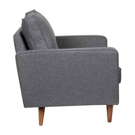 Alamont Home - Compact Upholstered Tufted Chair with Wooden Legs - Dark Gray