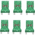 thumbnail image 2 of Green Bow Candy Cane Christmas Chair Covers Set of 6 Removable Washable Stretchable Kitchen Chair Covers for Dining Room Parsons Chairs Slipcover for Xmas Restaurant Farmhouse Hotel Home, 2 of 7