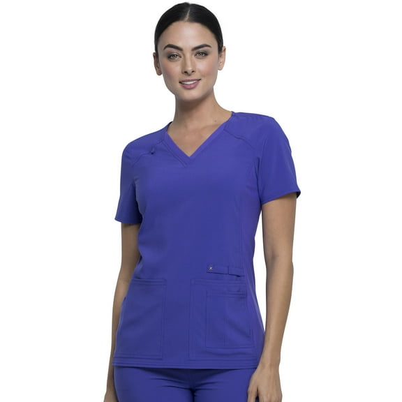 Cherokee iFlex Women Scrubs Top V-Neck Knit Panel CK605
