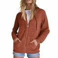 thumbnail image 6 of WTOBBY Women's Oversized Zip Hoodie Long Sleeve Casual Sweatshirt Jacket Pullover Style with Kangaroo Pocket Side Split Detail Fleece Lined Comfort Fit for Street Fashion,Vermilion L, 6 of 6