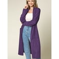 thumbnail image 2 of Made by Johnny Women's Casual Cozy Braided Open Front Long Pocket Cardigan Sweater XL DARK_PURPLE, 2 of 6