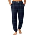 thumbnail image 2 of Cyglowse Men's Cute Pajamas Pants Plaid Printed Pants Drawstring Elastic Waist Pant Cuffed Home Sleep With Pockets Dark Blue L, 2 of 7