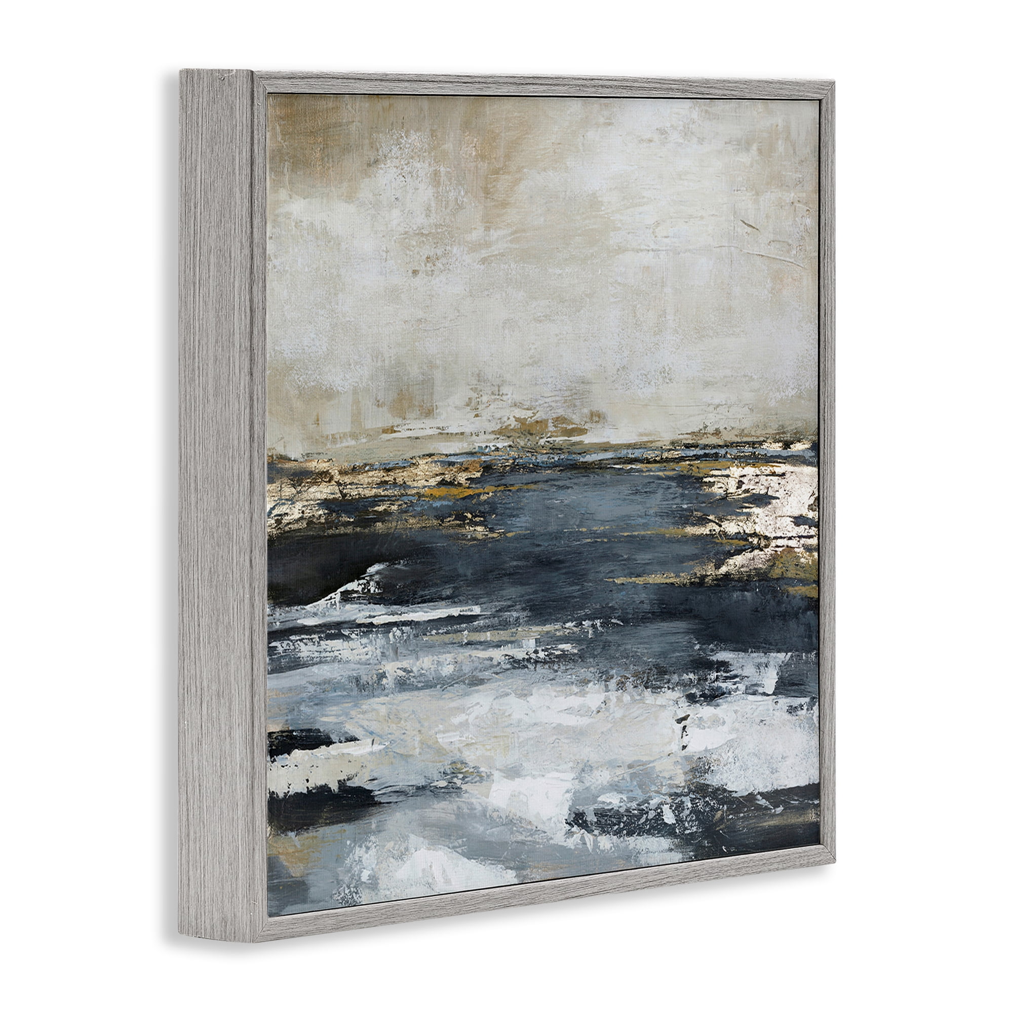 Stupell Industries Rustic Stormy Sea Abstract Painting Gray Framed Art Print Wall Art, 17 x 17
