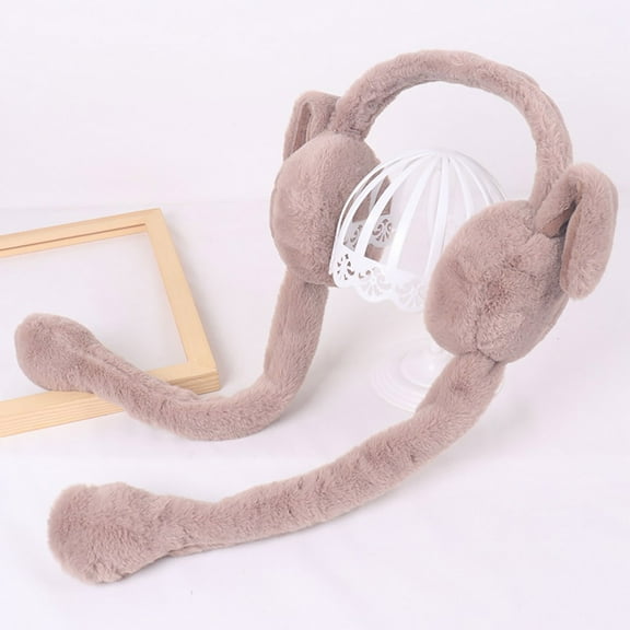 Women's Earmuffs Unisex Ear Moving Bunny Ear Cute Rabbit Warmers Winters/Outdoor Ear Up Headbands Earmuffs,Brown Women's Accessories Earmuffs
