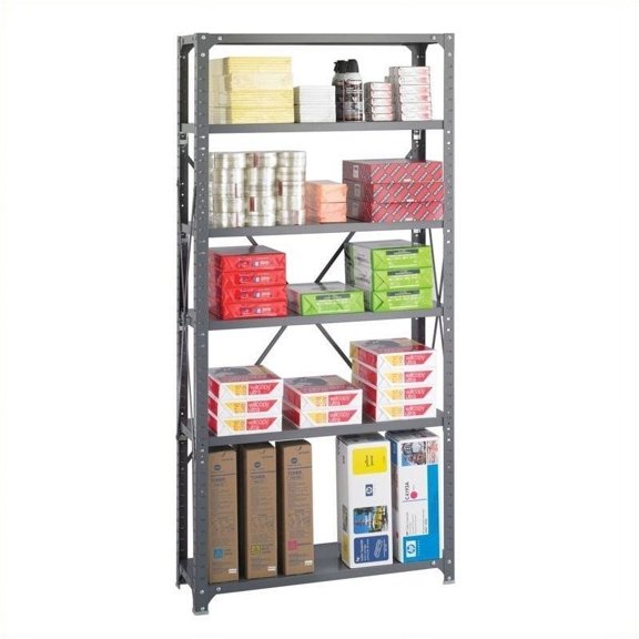 Pemberly Row 36 x 12 Commercial 6 Shelf Kit in Dark Grey Finish