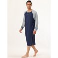 thumbnail image 3 of Camisones de hombre Contraste Color Henley Sleep Shirt Lounge Sleepwear Camisón Pijamas gris marino L Unique Bargains Camisone, 3 of 5