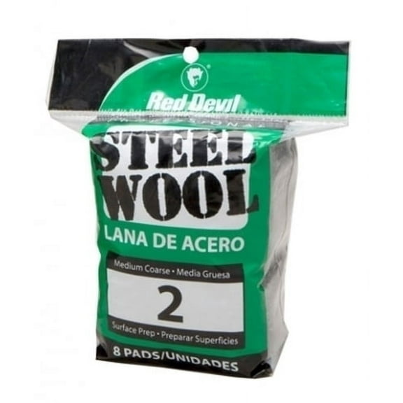 Red Devil 0325 Steel Wool # 2 Medium Coarse, 8 Pack Bag