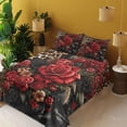 thumbnail image 2 of Ambesonne Leopard Print Fitted & Top Sheet Set with Sham, Romantic Rose Lace, Red Sand Brown and Dark Grey, 2 of 5