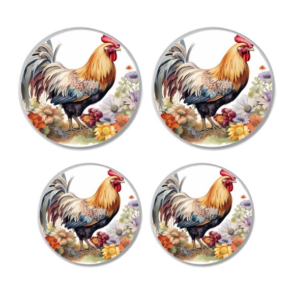 Round Stove Burner Covers 4 Pcs for Metal Gas Stove Burner Cover 8Inch And 10Inch ,Chicken Rooster art