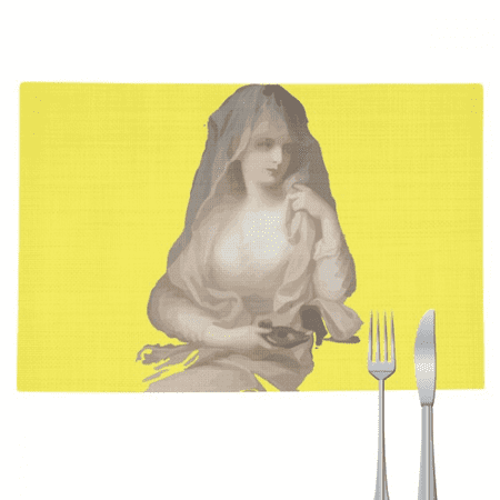 

Stove Flame Goddess Sculpture Placemat Pad Kitchen Woven Heat Resistant Cushion Rectangle
