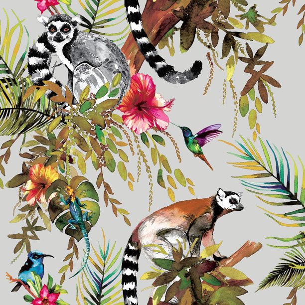Holden Décor - Papel Pintado de Pared Diseño Lemur (Plateado)