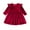 Red, variant on Girls Dresses Baby Sweet 2025 Long Sleeve Round-Neck Flock Macrame Solid Color Princess Dress Khaki