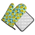 thumbnail image 2 of Xecao Lemon1 Pattern Oven Mitts and Pot Holders Sets Heat Resistant Silicone Oven Mittens Extra Thicken Long Kitchen Cotton Oven Glove for Cooking, 2 of 7