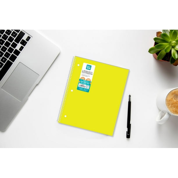 Pen + Gear Poly 1Subject WideRuled Notebook, Yellow, 9" x 11", 100