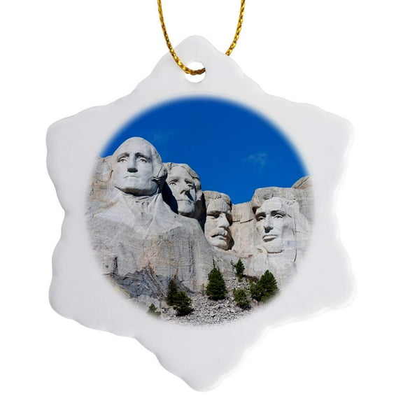 3drose, South Dakota, Mt.rushmore National Memorial, Gutzon Borglum Sculptor, 3 inch Snowflake Porcelain Ornament