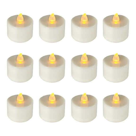 LumaBase Battery Operated Tea Light Candles - Set of 12 (Amber)
