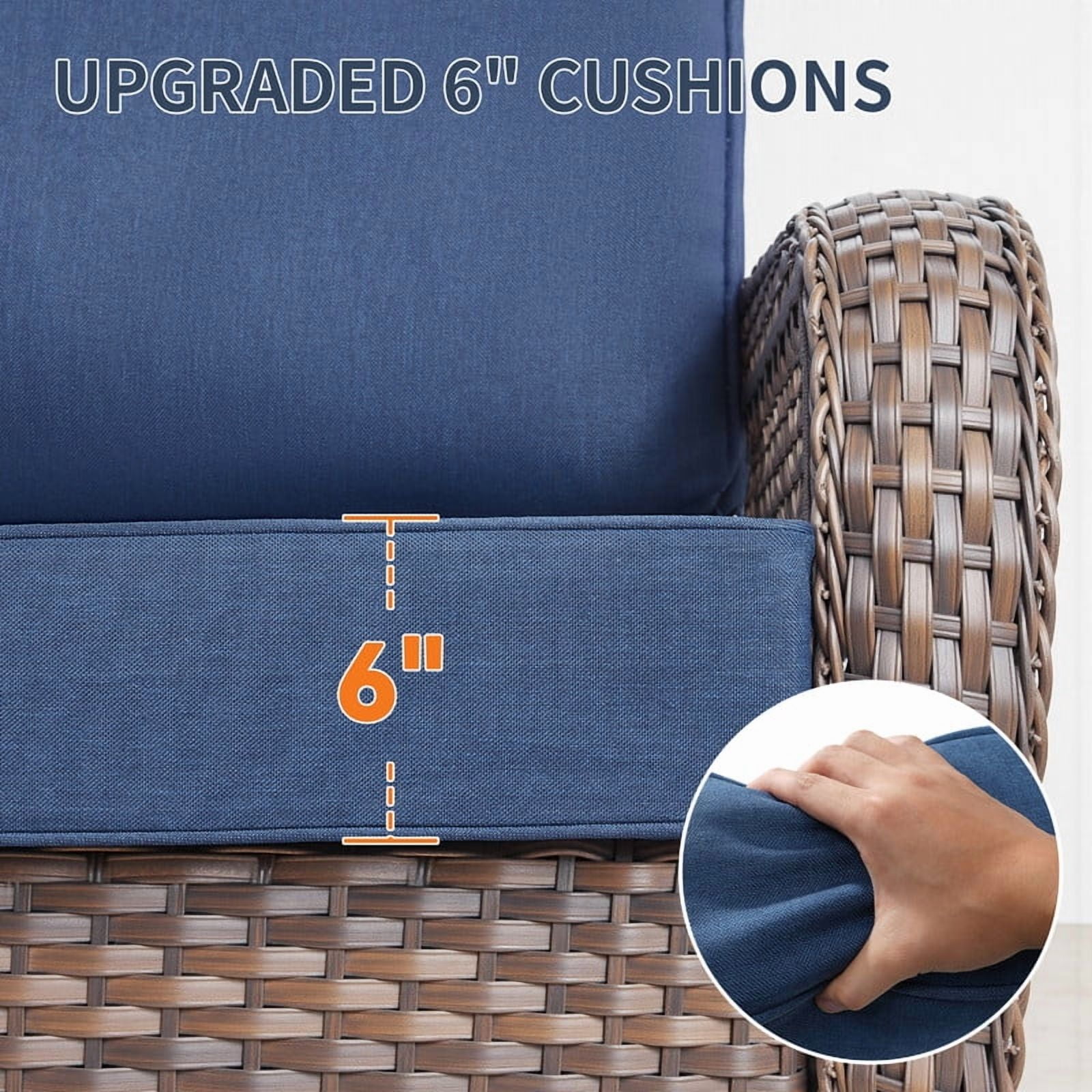 24" x 22" x 6" Outdoor Seat and Back Cushion, Pack of 1, Replacement Furniture Cushions Deep Seating for Patio Sofas Chairs, Blue