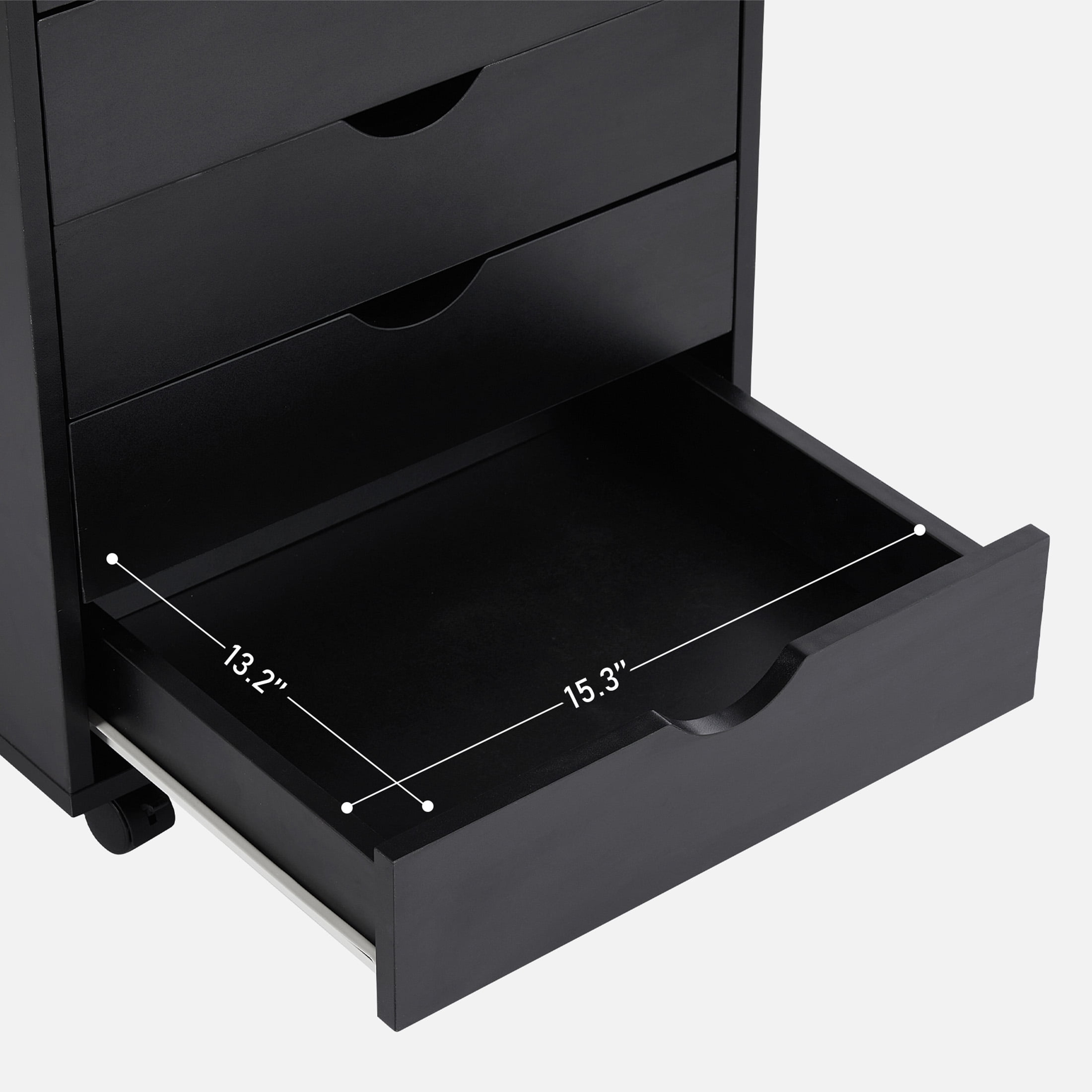 CONCETTA 5-Drawer File Cabinet, Lateral Filing Under Desk Storage Organizer with Wheels for Home Office, Black