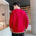 thumbnail image 5 of Ahabrexf Men Casual Round Neck Solid Color Long Sleeve Striped Knit Sweater, 5 of 5