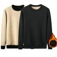 thumbnail image 3 of Men Fleece Lined Streetwear Crew Neck Pullover Sweatshirt Thick Long Sleeve Top, 3 of 10
