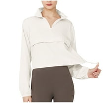 Sevevn Half Zip Pullover Cropped Jackets for Women Long Sleeve Workout Athletic Running Yoga Shirts
