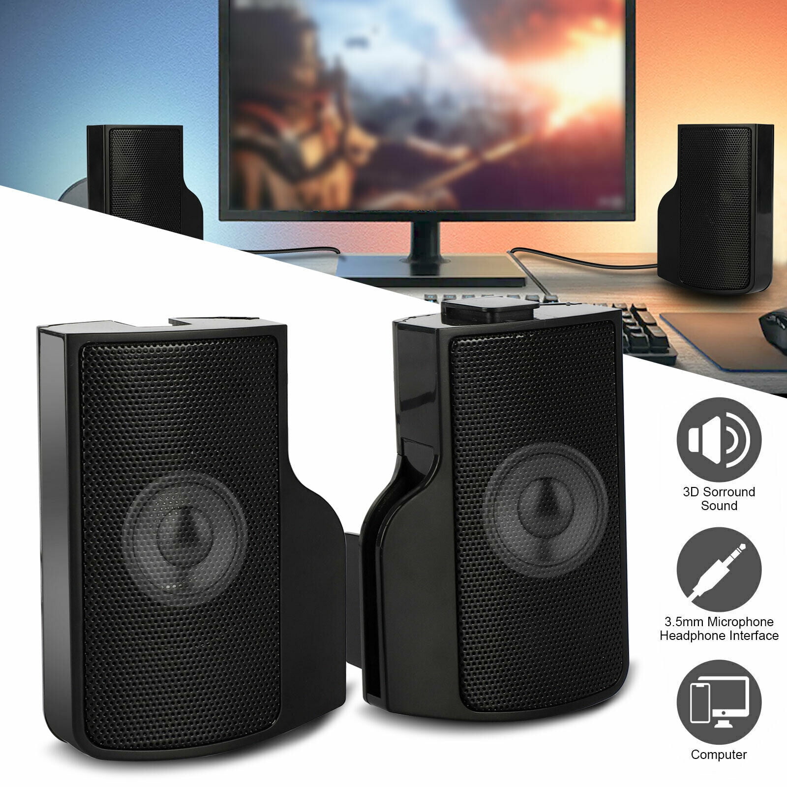Apple Laptop External Speakers Laptop Speakers, External USB Powered Mini Wired Portable Clip-on
