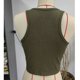 thumbnail image 3 of Camiseta sin mangas de punto acanalado para mujer, cierre de botones, cuello en V, color puro, chaleco sin mangas de verano para uso diario OD verde L, 3 of 3