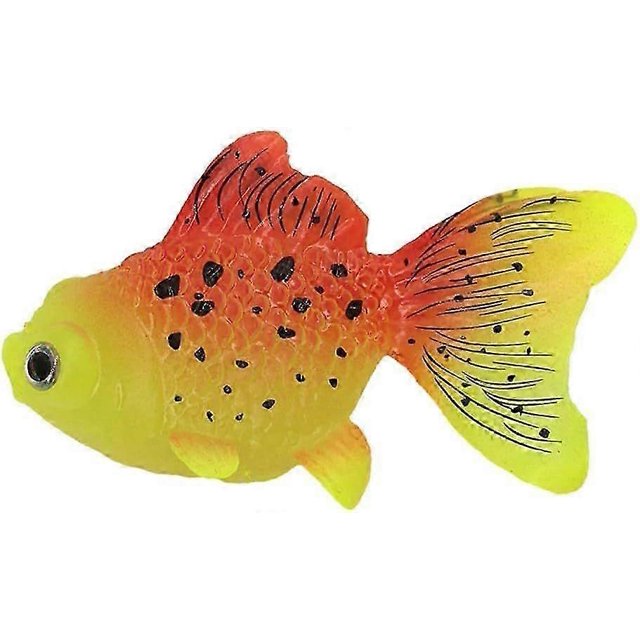 2PCS Artificial Fish,Silicone Floating Goldfish Glowing Fish Fake Tropical Fish for Aquarium Floating Ornament