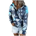 thumbnail image 4 of Tunic Tops for Leggings Cotton Winter Relaxed Fit Hooded Long Sleeve Mitten- Drop Shoulder Hoody Solid Color Leisure Polyester Sweatshirts Hoodies(Blue,S), 4 of 7