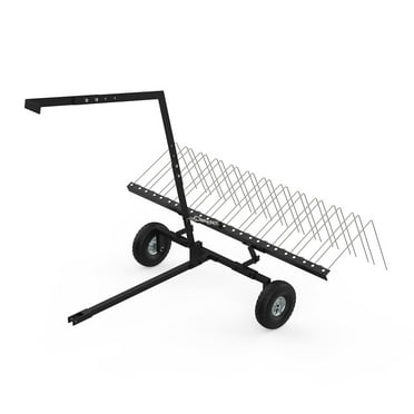 55 Inch ATV UTV & Lawn Tractor Tow Behind Pine Straw Rake, Dethatcher Rake w/Tines, Landscape Rake with Lift Handle for Straw, Leaves, Grass