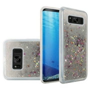 Samsung Galaxy S8 Case, Premium Luxury Glitter Sparkle Bling Hybrid Quicksand Designer Case for Samsung Galaxy S8 SM-G950U, Silver