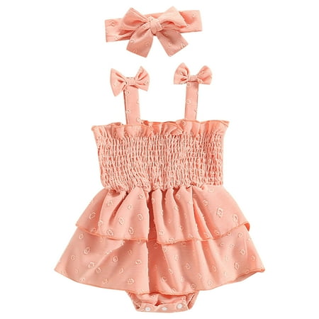 

ASEIDFNSA Tank Top Baby Girl Coats for Baby Girls Girls Sleeveless Solid Color Ruffles Romper Bodysuits With Headbands Outfits