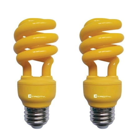 13W Yellow CFL Spiral Bug Light Bulb, 60W Equivalent, Outdoor, E26 Medium Base, 120V, UL Listed (Pack of 2) Pack of