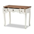 thumbnail image 2 of Sophie Classic Traditional French Country White and Brown Finished Small 3-Drawer Wood Console Table, 2 of 5