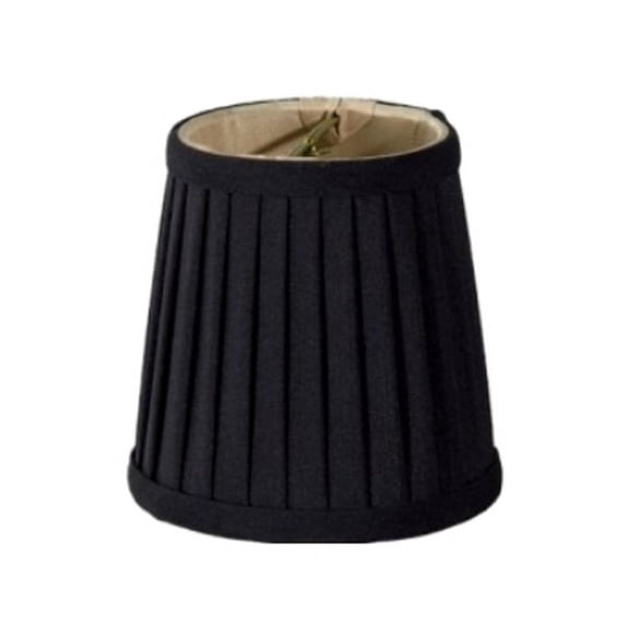 Black Silk Pleat with Gold Interior 3.5 Inch Clip On Chandelier Shade
