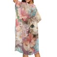 thumbnail image 5 of SCRAWLGOD Cat Daisy Print Beach Cover Ups for Women Long Flowy Swimsuit Coverup Loose Half Sleeve Bathing Suit Cover Up for Beach Party, 5 of 6