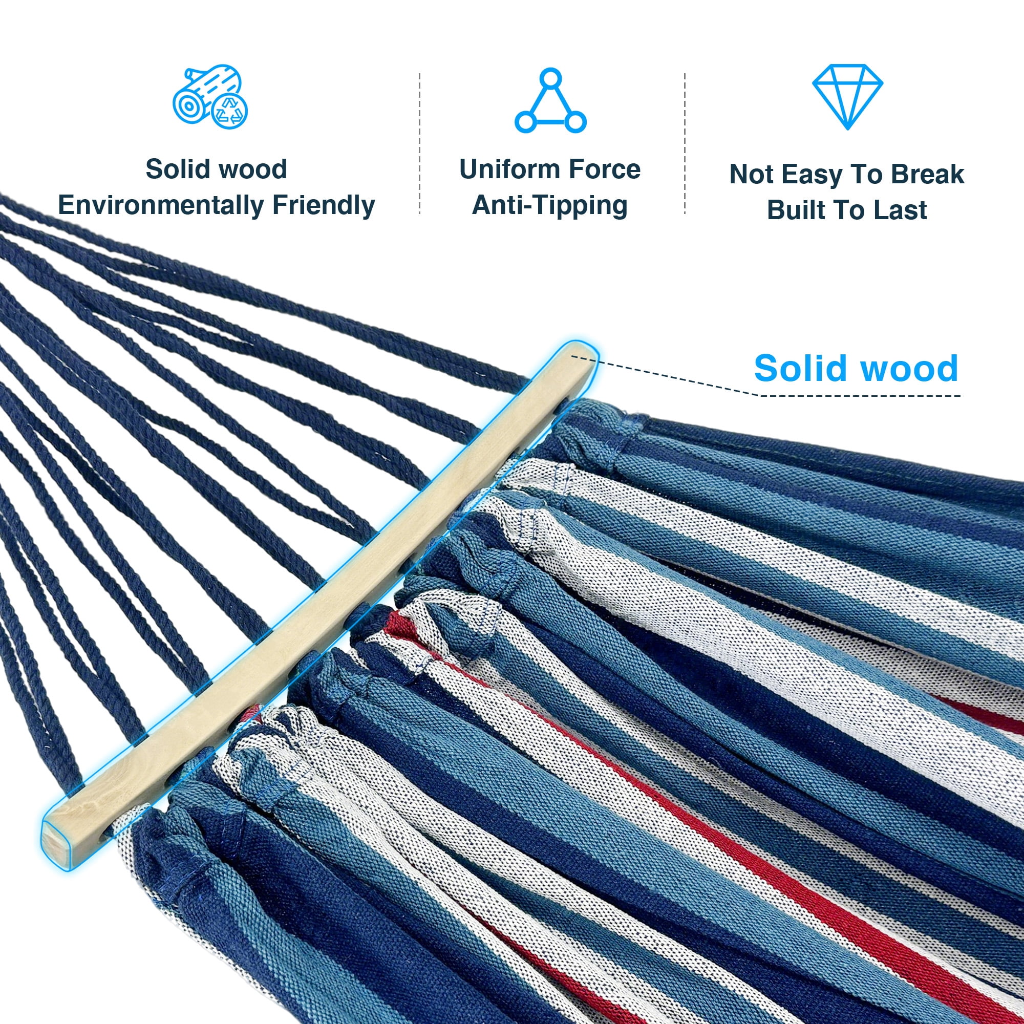 KEESTP Comfortable 2 Person Hammock with Stand,Portable Detachable Brazilian Hammock,450lb Capacity - Fine Blue