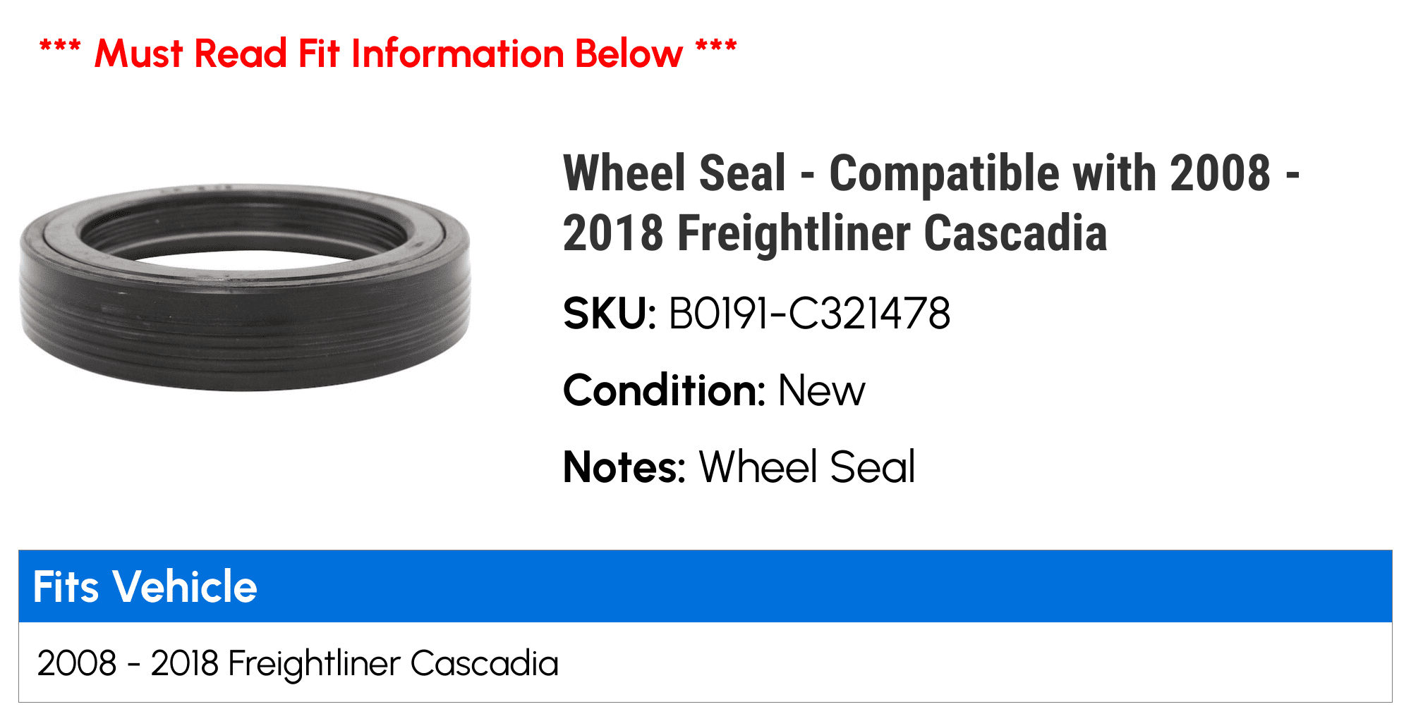 Wheel Seal - Compatible with 2008 - 2018 Freightliner Cascadia 2009 2010  2011 2012 2013 2014 2015 2016 2017 - Walmart.com