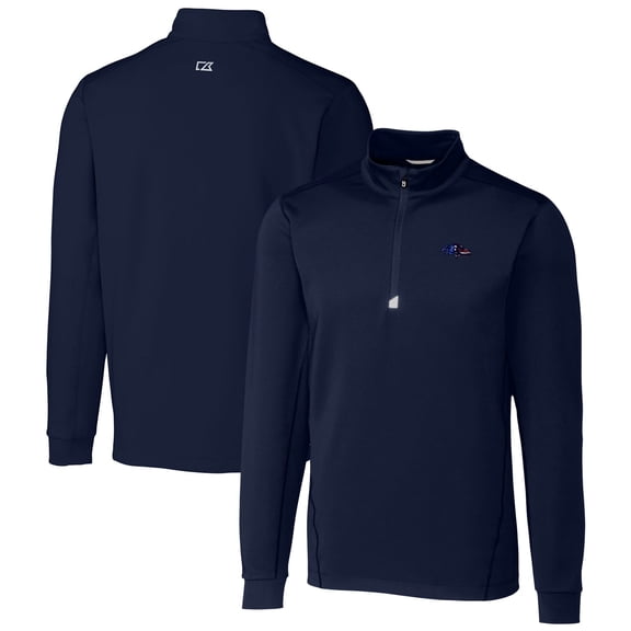 Men's Cutter & Buck Navy Baltimore Ravens Big & Tall Traverse Stretch Quarter-Zip Pullover Top