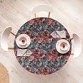 thumbnail image 4 of Ambesonne Floral Fitted Round Tablecloth, Peonies Branches Scenery, 36"- 40" Diameter, Dark Coral Teal and Blue, 4 of 5