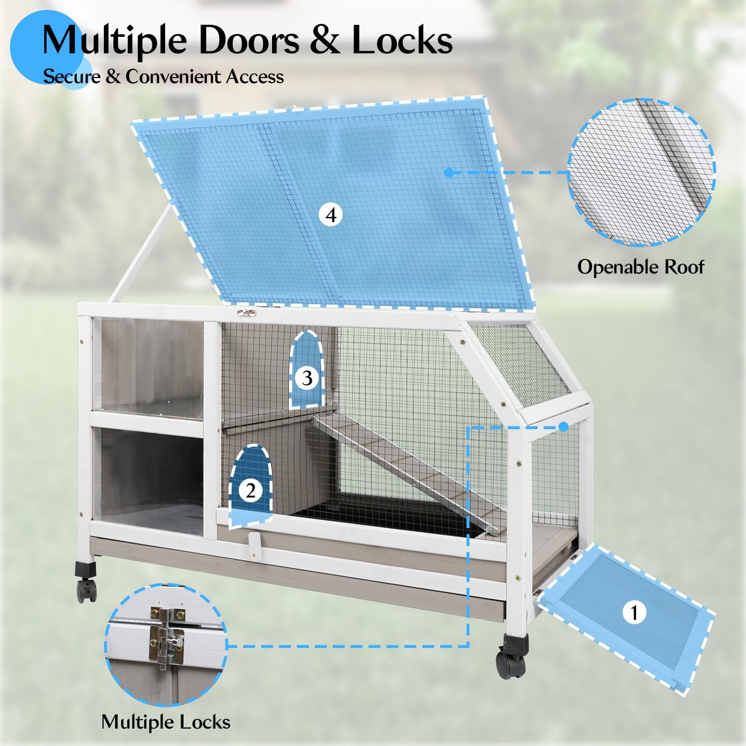 Gowoodhut Rabbit Hutch Indoor Rabbit Cage Outdoor Buuny Hutch on Wheels