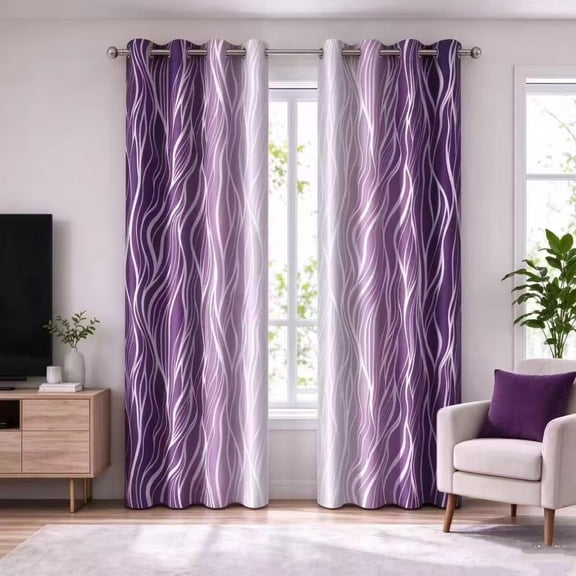 2 Panels Purple Blackout Curtain for Bedroom,Abstract Geometric Grommet Window Drapes for Living Room,52x84 Inch
