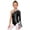 Black, variant on Kids Girls Shiny Metallic One Shoulder Tassels Cow Print Flared Sleeves Gymnastics Leotard for Dance Performance Black 12