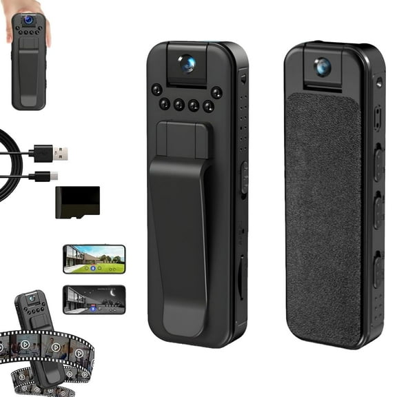 Actualous Body Camera, HD 1080P Rechargeable Mini Body Camera with Night Vison&Rotating Lens, Clip on Cameras for Shirt, for Indoor, Outdoor, Traveling, Sport(WiFi,32G)