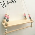 thumbnail image 3 of Hanging Swing Rope Floating Shelves with Wooden Beads, Wall Hanging Storage Board Wooden Plank Shelf Display Ornaments for Kids Room, 3 of 5