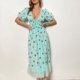 thumbnail image 5 of Puntoco Vestido De Manga Corta Con Cuello En V, Vestido Largo De Manga Corta Con Cuello En V Para Mujer, Bordado De Lentejuelas, Vestido De Malla Con Cintura Con Cordones Francés, Azul Claro M, 5 of 9